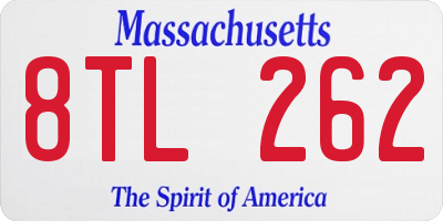MA license plate 8TL262