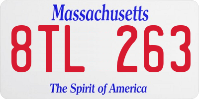 MA license plate 8TL263