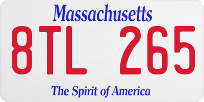 MA license plate 8TL265