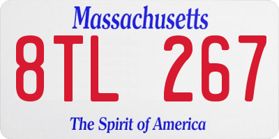 MA license plate 8TL267