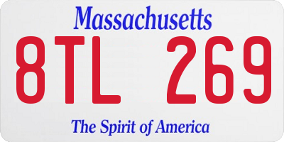 MA license plate 8TL269