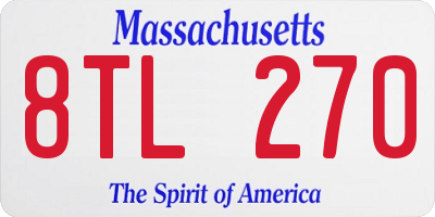 MA license plate 8TL270