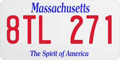 MA license plate 8TL271