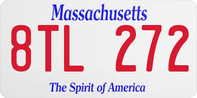 MA license plate 8TL272