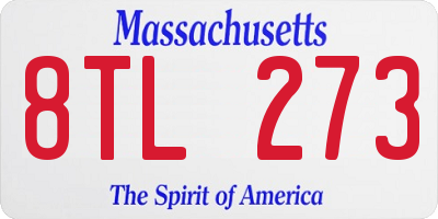 MA license plate 8TL273