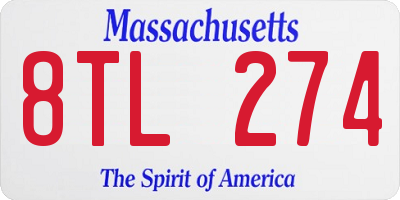 MA license plate 8TL274