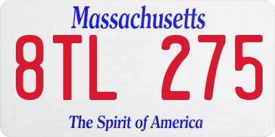 MA license plate 8TL275