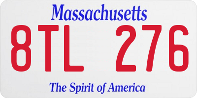 MA license plate 8TL276