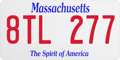 MA license plate 8TL277