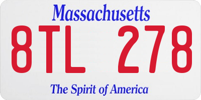 MA license plate 8TL278