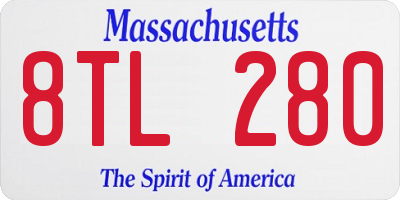 MA license plate 8TL280