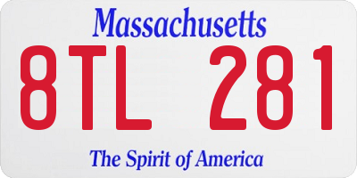MA license plate 8TL281