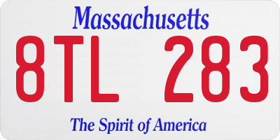 MA license plate 8TL283