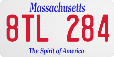 MA license plate 8TL284