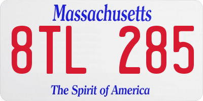 MA license plate 8TL285