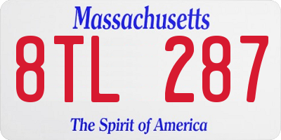 MA license plate 8TL287