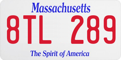 MA license plate 8TL289