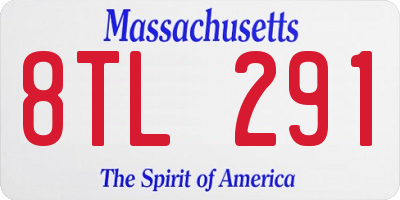 MA license plate 8TL291