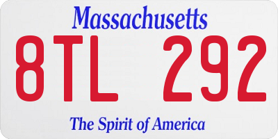 MA license plate 8TL292