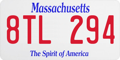 MA license plate 8TL294