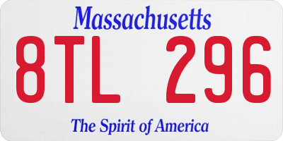 MA license plate 8TL296