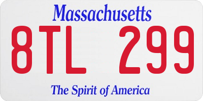 MA license plate 8TL299