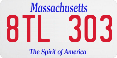 MA license plate 8TL303