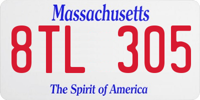 MA license plate 8TL305