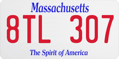 MA license plate 8TL307