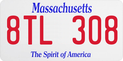 MA license plate 8TL308