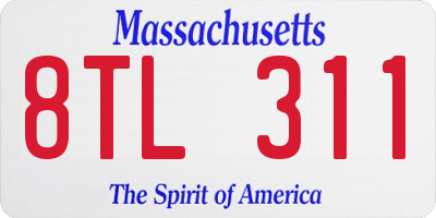 MA license plate 8TL311