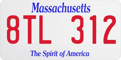 MA license plate 8TL312