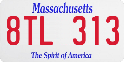MA license plate 8TL313
