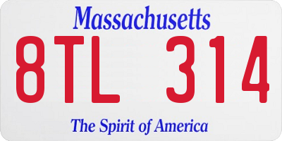MA license plate 8TL314