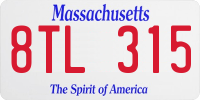 MA license plate 8TL315