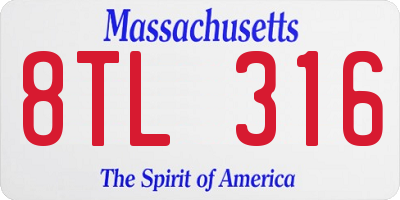 MA license plate 8TL316