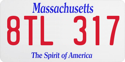 MA license plate 8TL317