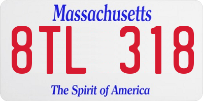 MA license plate 8TL318