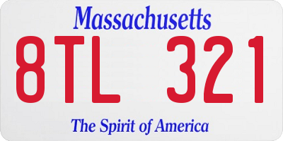 MA license plate 8TL321