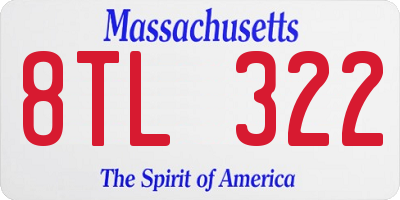 MA license plate 8TL322