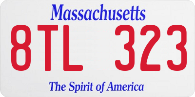MA license plate 8TL323