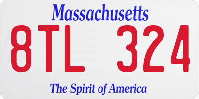 MA license plate 8TL324
