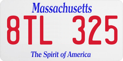 MA license plate 8TL325