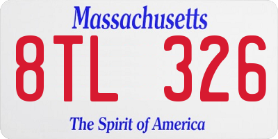 MA license plate 8TL326