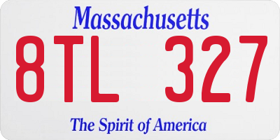 MA license plate 8TL327