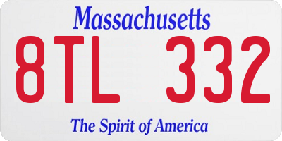 MA license plate 8TL332