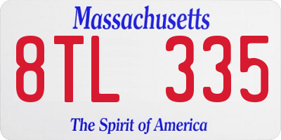 MA license plate 8TL335