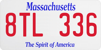 MA license plate 8TL336