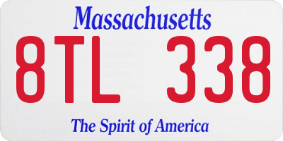 MA license plate 8TL338