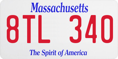 MA license plate 8TL340